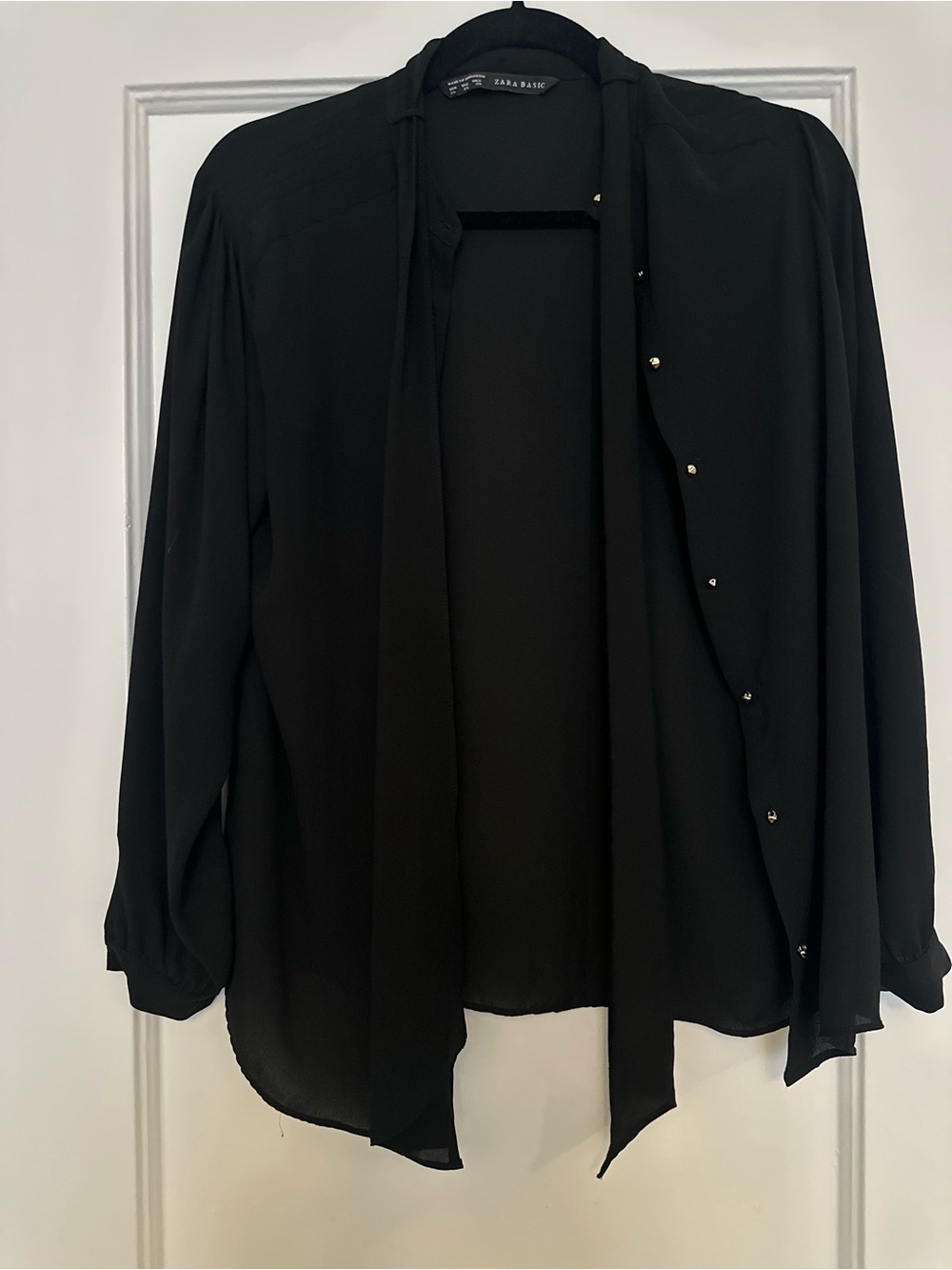 Set of two Basic Black and black and white Blouses with Neck Ties